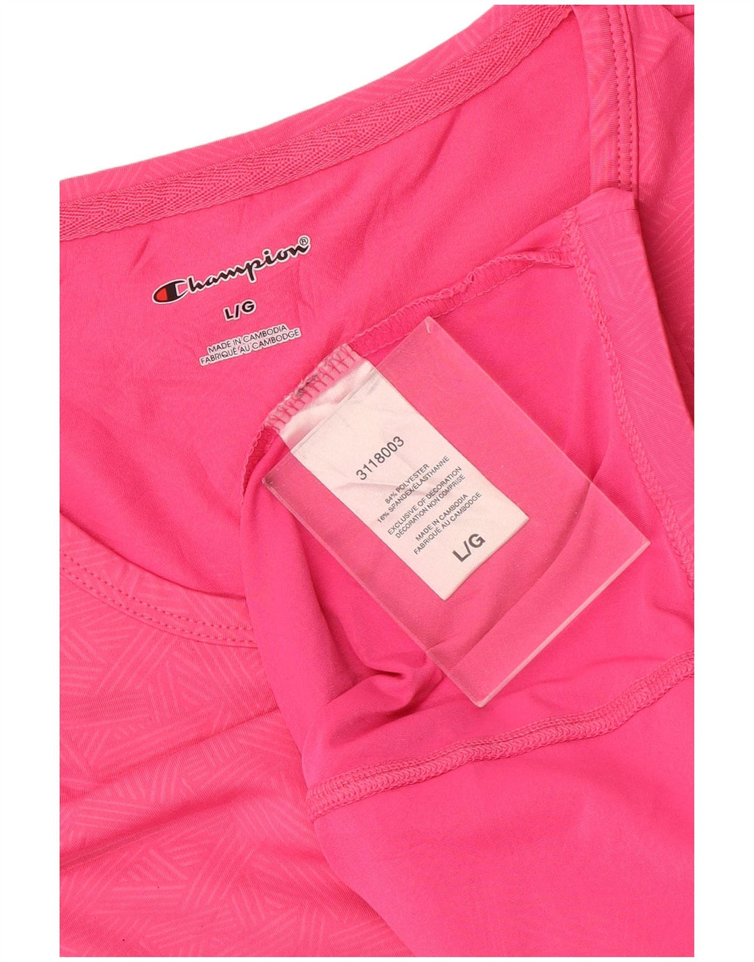 Champion Damen T-Shirt Top UK 16 Large Rosa Geometrisch Polyester Sport