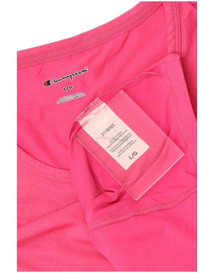 Champion Damen T-Shirt Top UK 16 Large Rosa Geometrisch Polyester Sport
