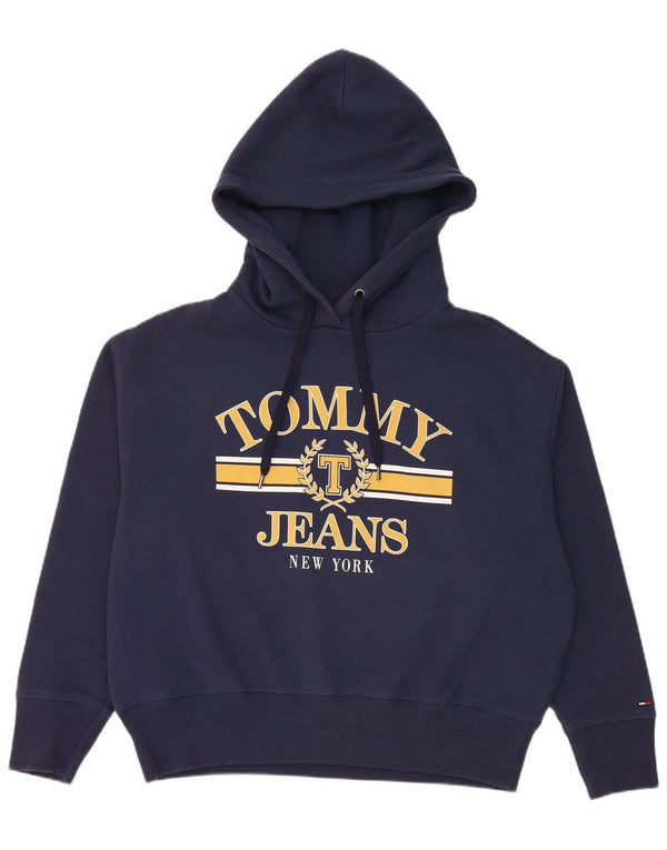 Tommy Hilfiger Damen-Pullover mit grafischem Kapuzenpullover, Gr. 14, mittleres Marineblau