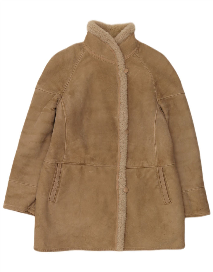 Cristiano Di Thiene Damen Lammfellmantel IT 44 Mittelbeige