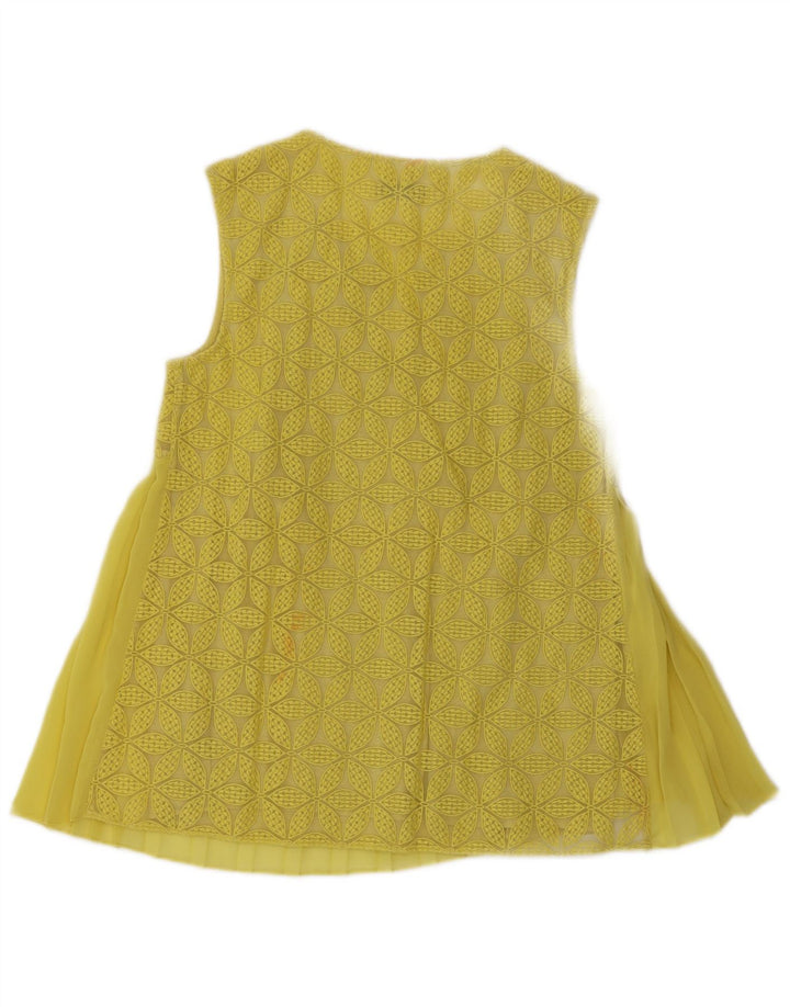 Max & Co. Ärmelloses Damen-Blusenoberteil, Gr. 10, klein, gelb geblümt