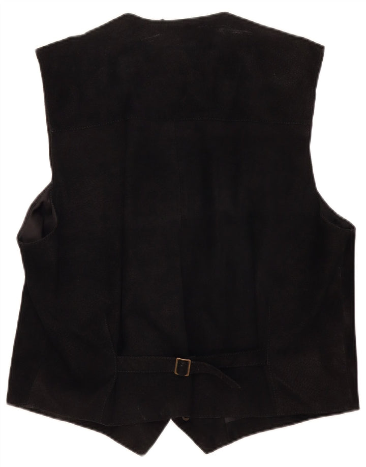John Monroe Herren Wildlederweste Mittelschwarzes Leder