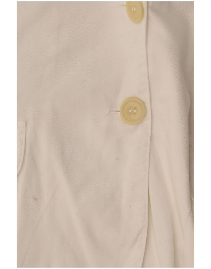 Benetton Damen Kurzarm-Cardigan-Oberteil IT 42 Mittelweiße Baumwolle