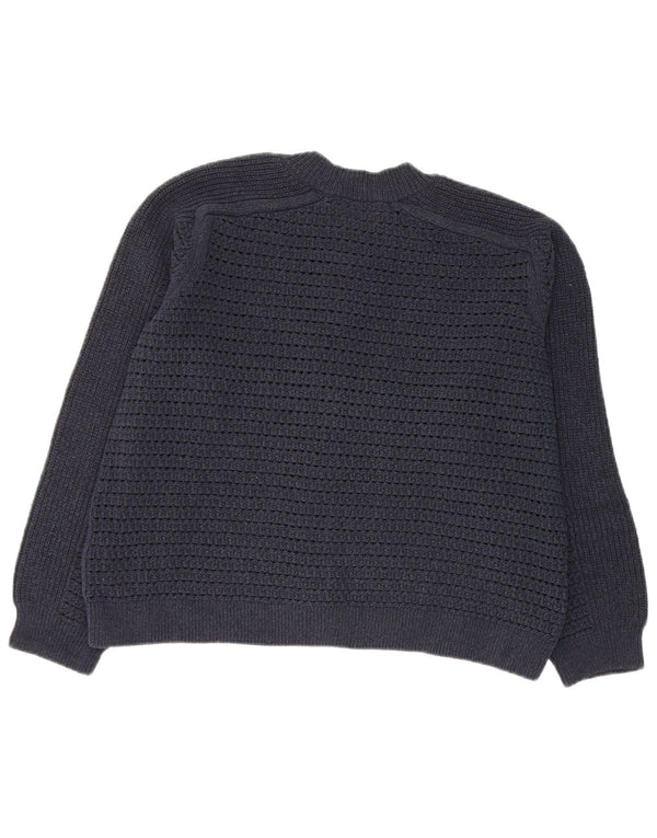 Marks & Spencer Damen Crop Cardigan Pullover UK 16 Large Marineblau Baumwolle