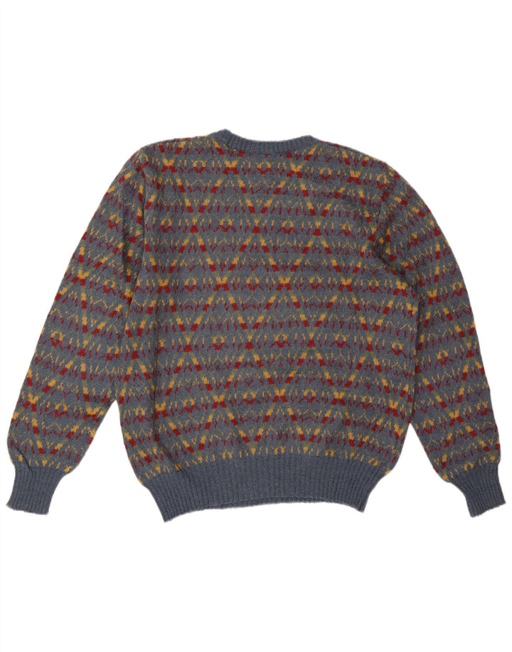 Miriam Herren-Pullover mit Rundhalsausschnitt, Mittelgrau, Fair-Isle-Acryl
