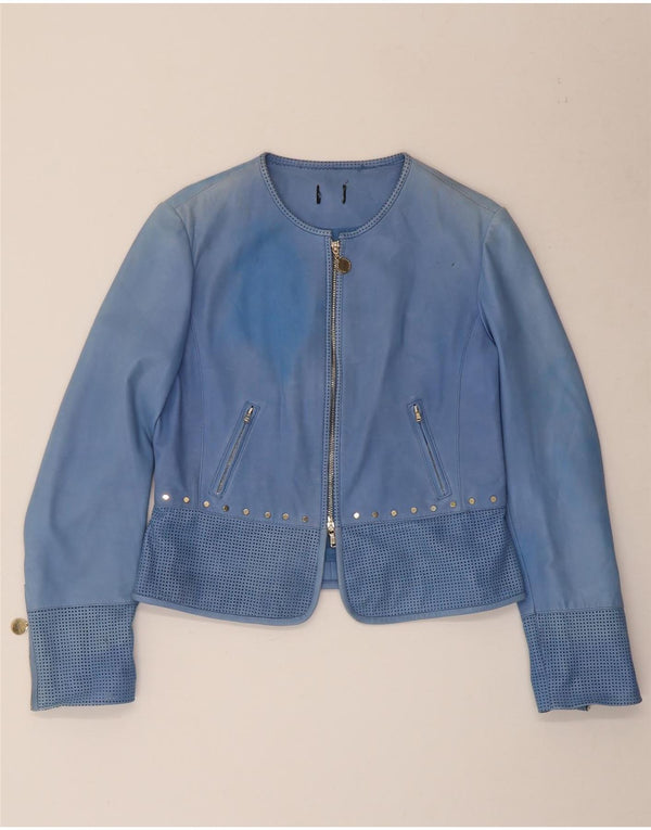 Penny Black Damen Leder Bomberjacke UK 14 Großes blaues Leder