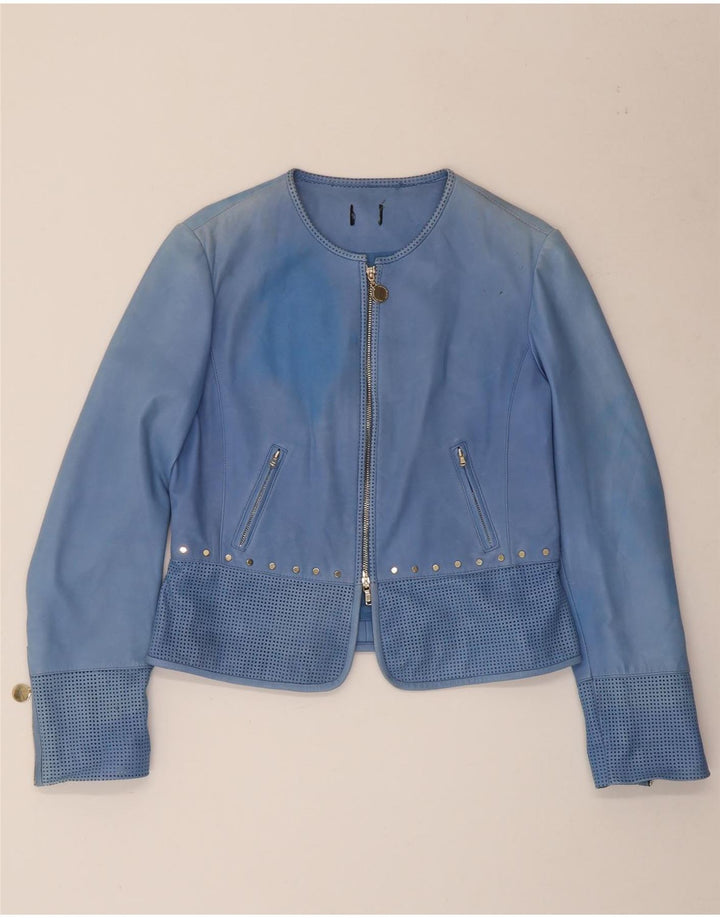 Penny Black Damen Leder Bomberjacke UK 14 Großes blaues Leder