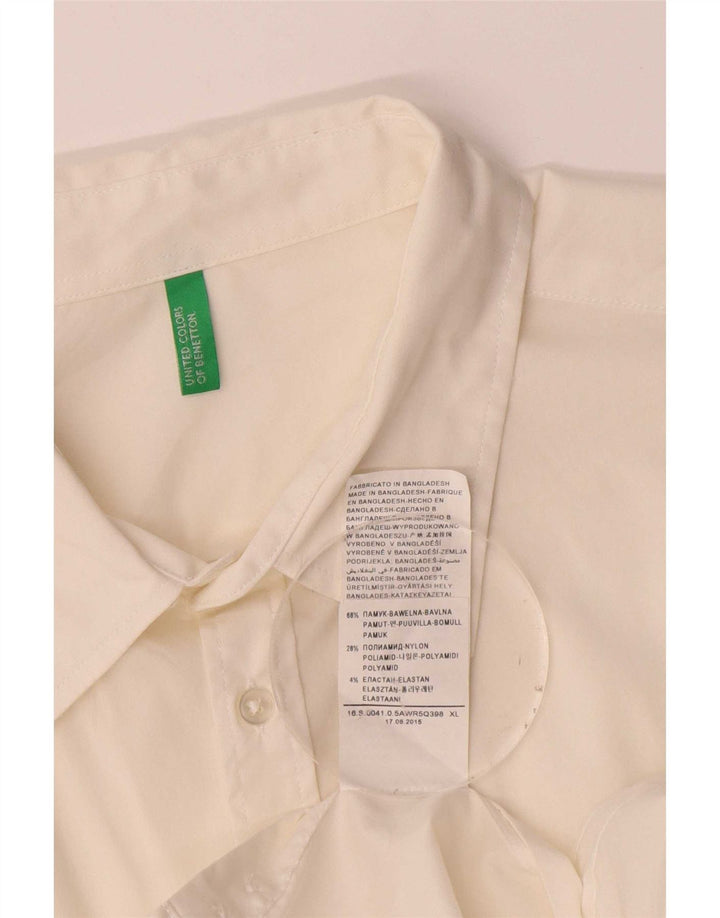 Benetton Herrenhemd XL aus weißer Baumwolle