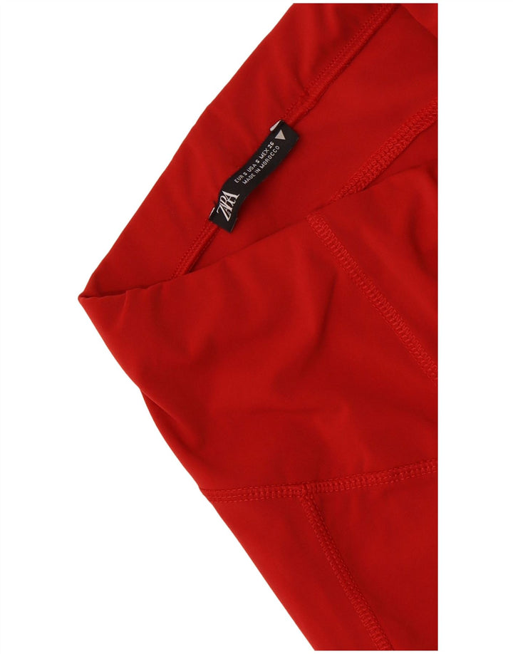 Zara Damen Steigbügel-Leggings UK 8 Small Rot