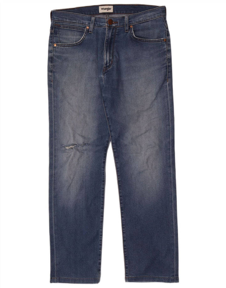 Wrangler Herren Distressed Straight Jeans W32 L30 Blau