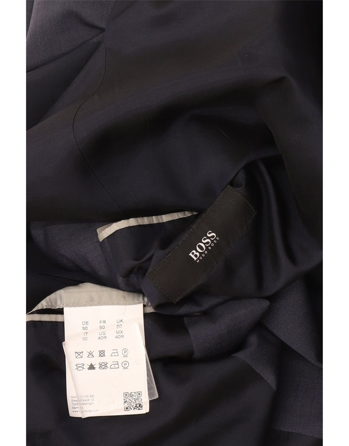 Hugo Boss Herren-Blazer mit 2 Knöpfen, EU 50, große marineblaue Wolle