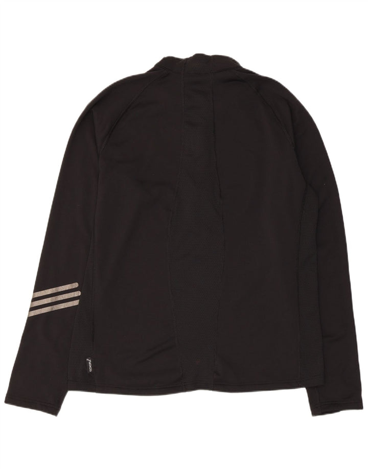 Adidas Herren-Pullover-Trainingsanzugoberteil mit Reißverschluss und Halsausschnitt, groß, aus schwarzem Polyester