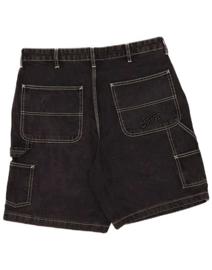 Pull & Bear Herren Cargo Denim Shorts EU 46 XL W36 Schwarz