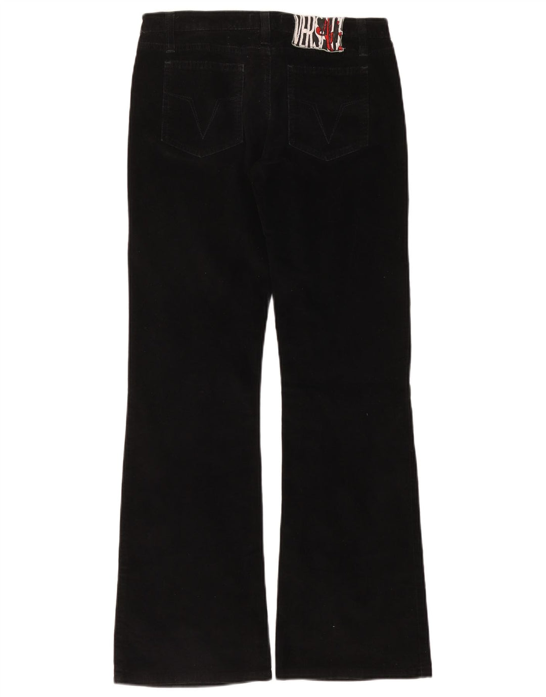 Versace Damen Flare-Cordhose W28 L30 Schwarz