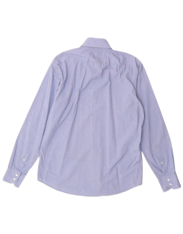Hugo Boss Herren-Hemd mit normaler Passform, Größe 39, 15 1/2, mittelblaue Baumwolle