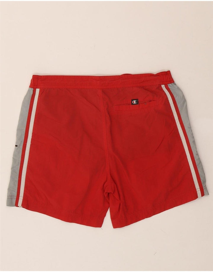 CHAMPION Mens Graphic Swimming Shorts Small Red Colourblock Polyester Vintage Champion and Second-Hand Champion from Messina Hembry 