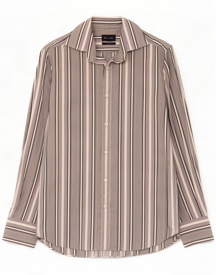 Massimo Dutti Herren-Slim-Fit-Hemd, groß, blau gestreift