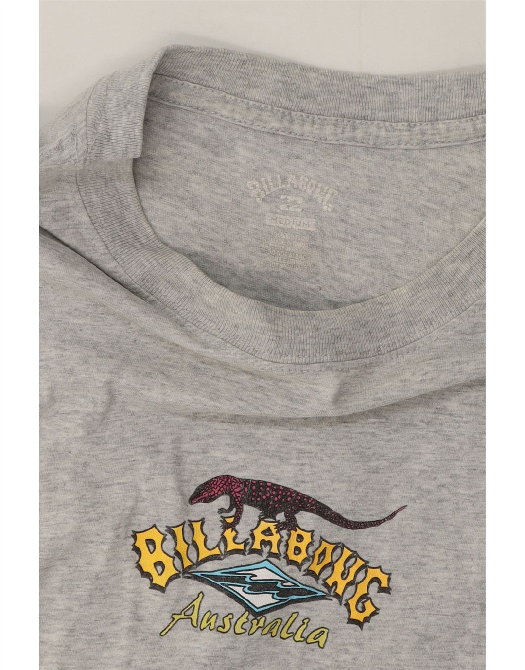Billabong Herren Grafik-T-Shirt-Oberteil aus mittelgrau gesprenkelter Baumwolle