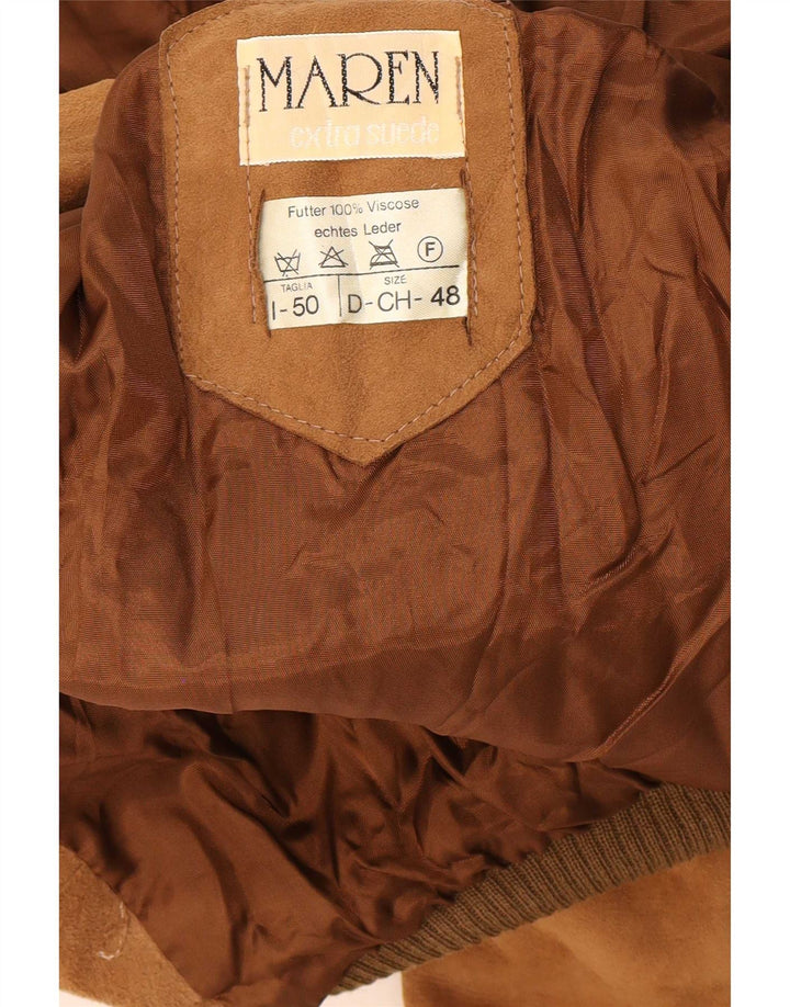 Maren Herren Wildleder Bomberjacke IT 50 Large Beige Leder