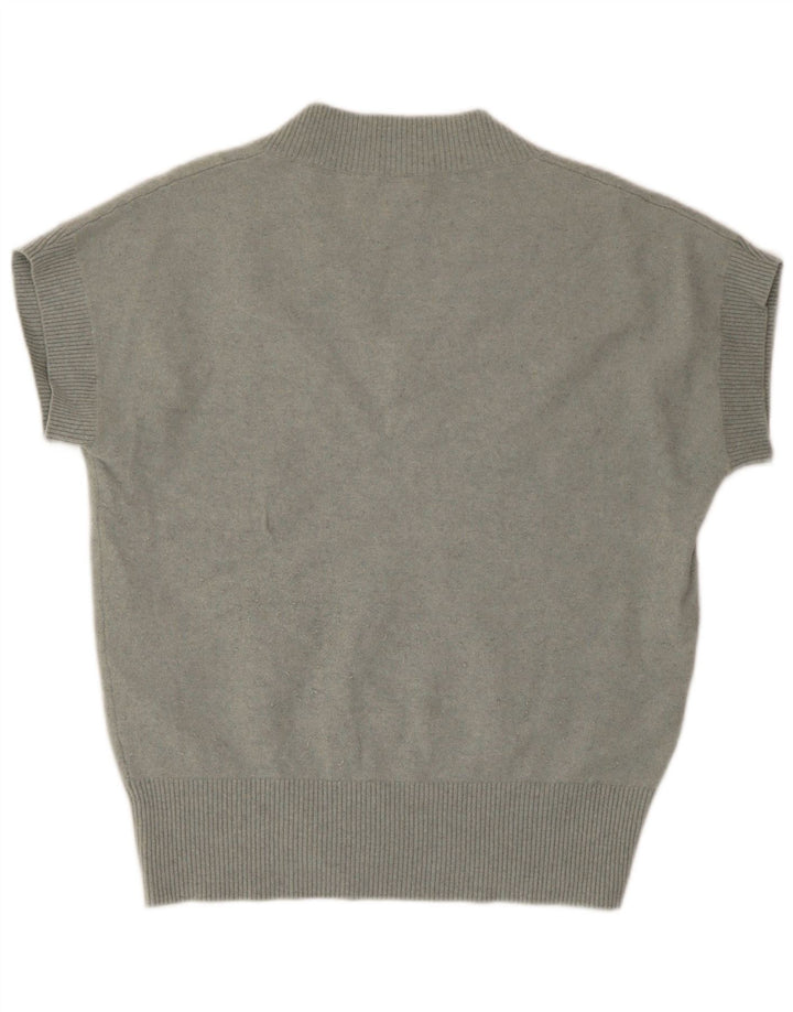 Massimo Dutti Damen Pullover mit kurzen Ärmeln und V-Ausschnitt, Gr. 14, Mittelgrün