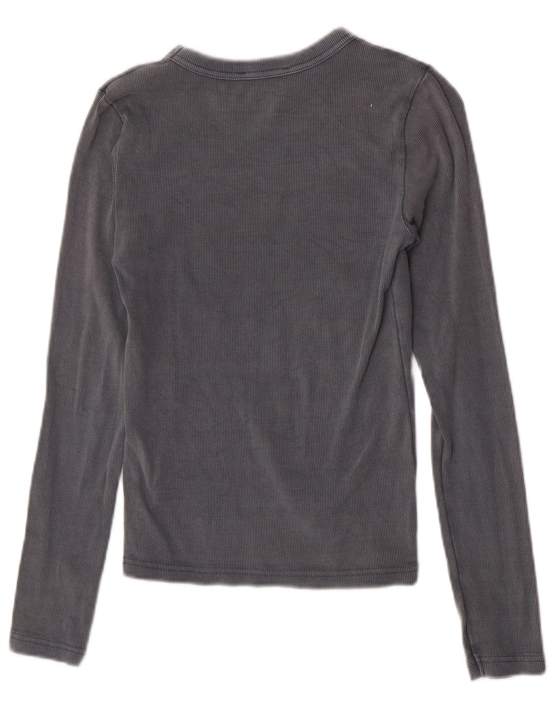 Zara Damen Top Langarm UK 12 Mittelgraue Baumwolle