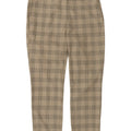 Zara Damen-Anzughose, schmal zulaufend, Größe L, W30, L27, beige kariertes Polyester