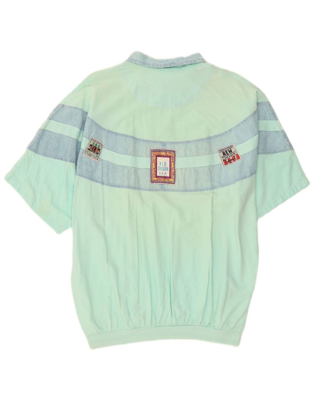 Chewan Herren-Pullover-Hemd mit Grafik, Einheitsgröße, Türkis, Farbblock