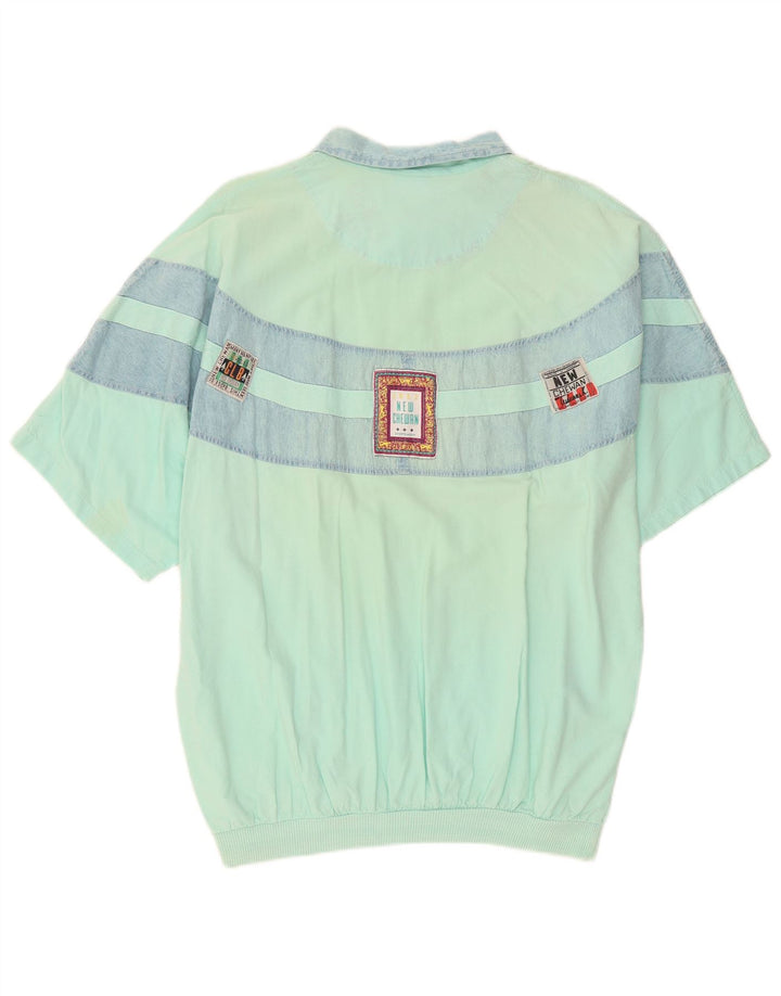 Chewan Herren-Pullover-Hemd mit Grafik, Einheitsgröße, Türkis, Farbblock