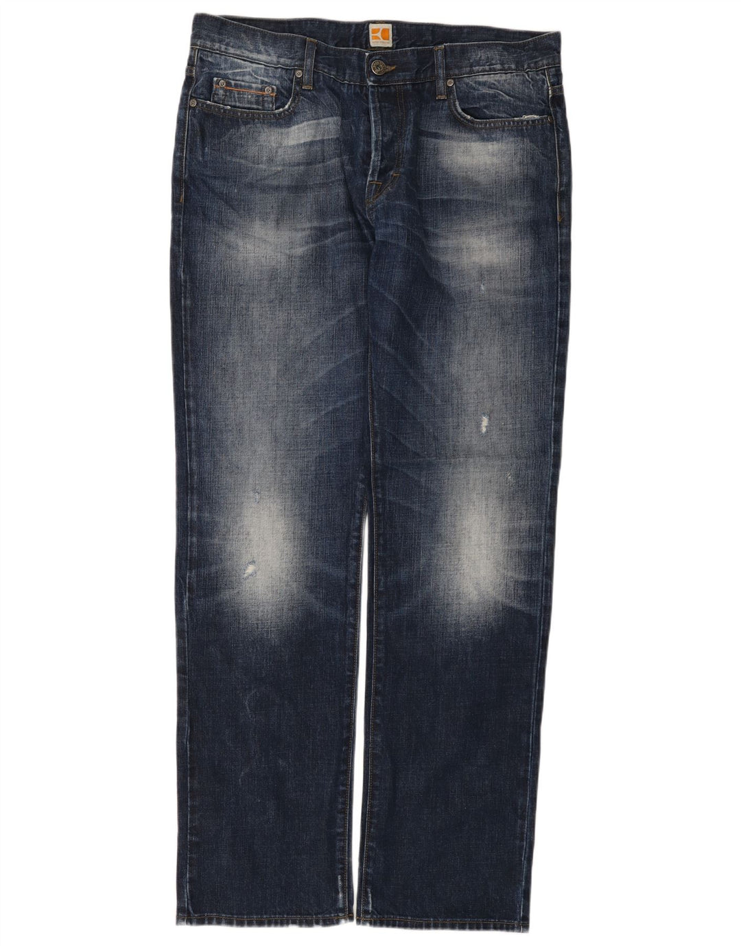 Boss Orange Herren Regular Fit Straight Jeans W38 L34 Blaue Baumwolle