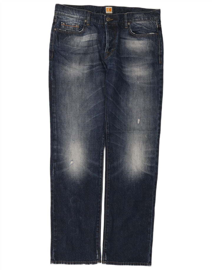 Boss Orange Herren Regular Fit Straight Jeans W38 L34 Blaue Baumwolle