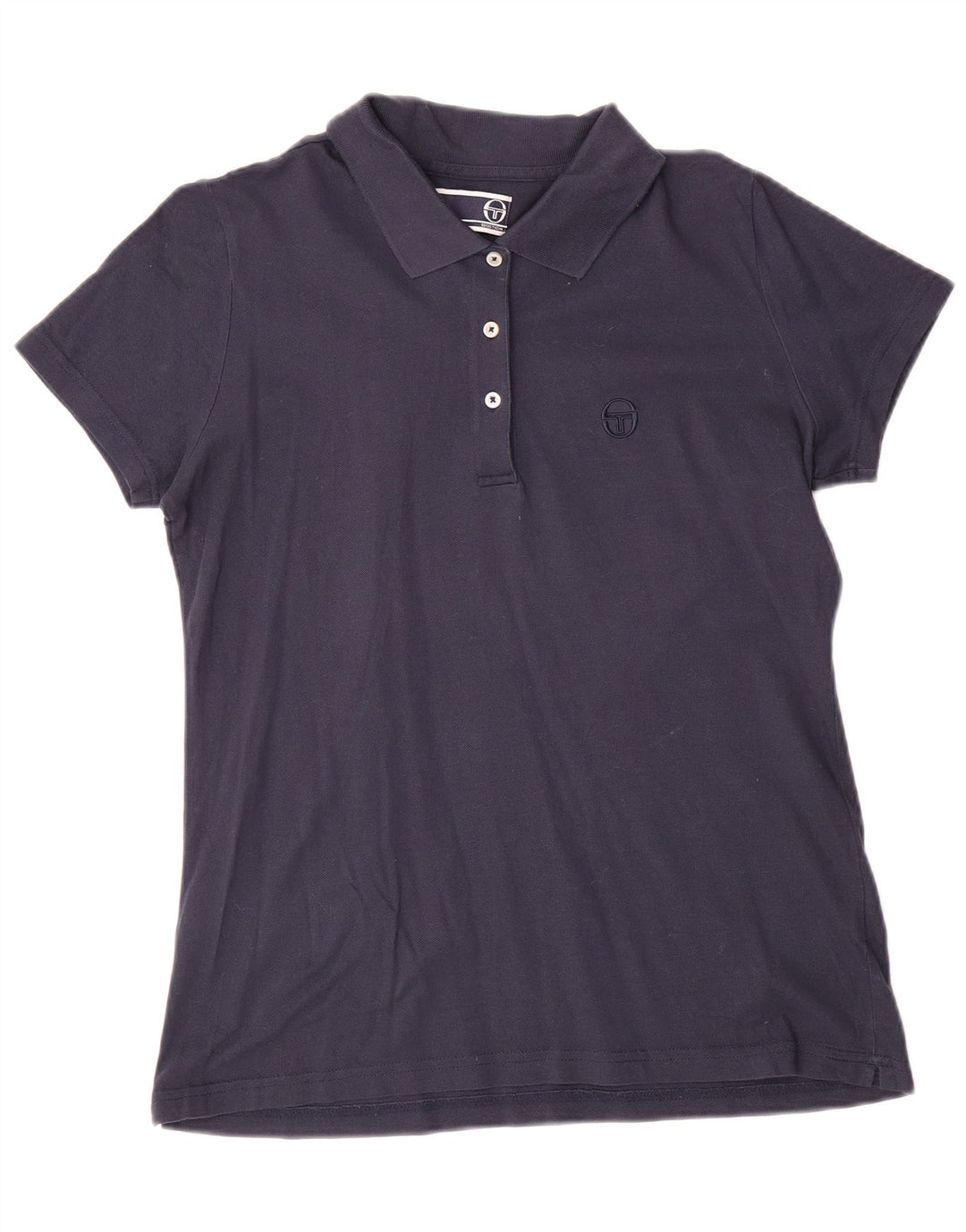 Sergio Tacchini Damen Poloshirt UK 12 Medium Marineblau Baumwolle