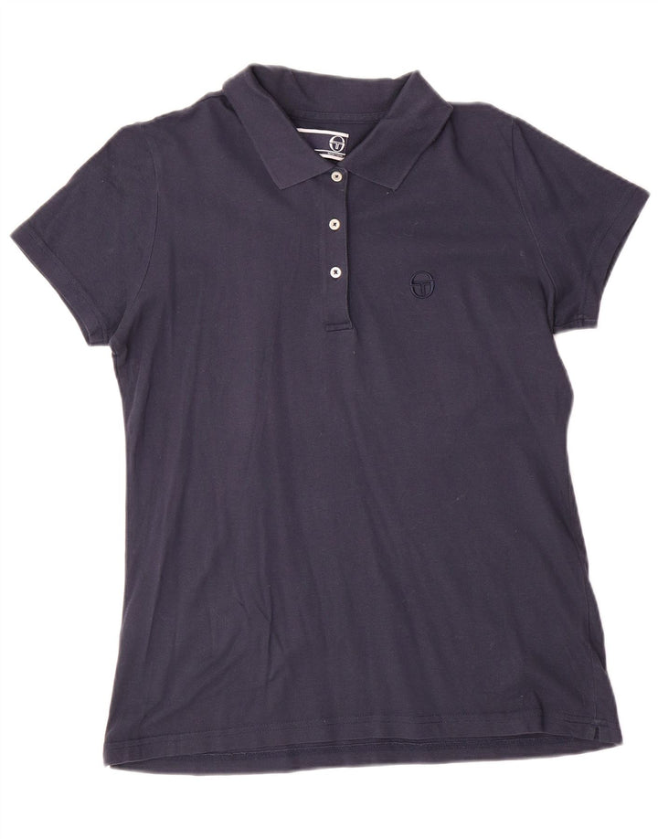 Sergio Tacchini Damen Poloshirt UK 12 Medium Marineblau Baumwolle