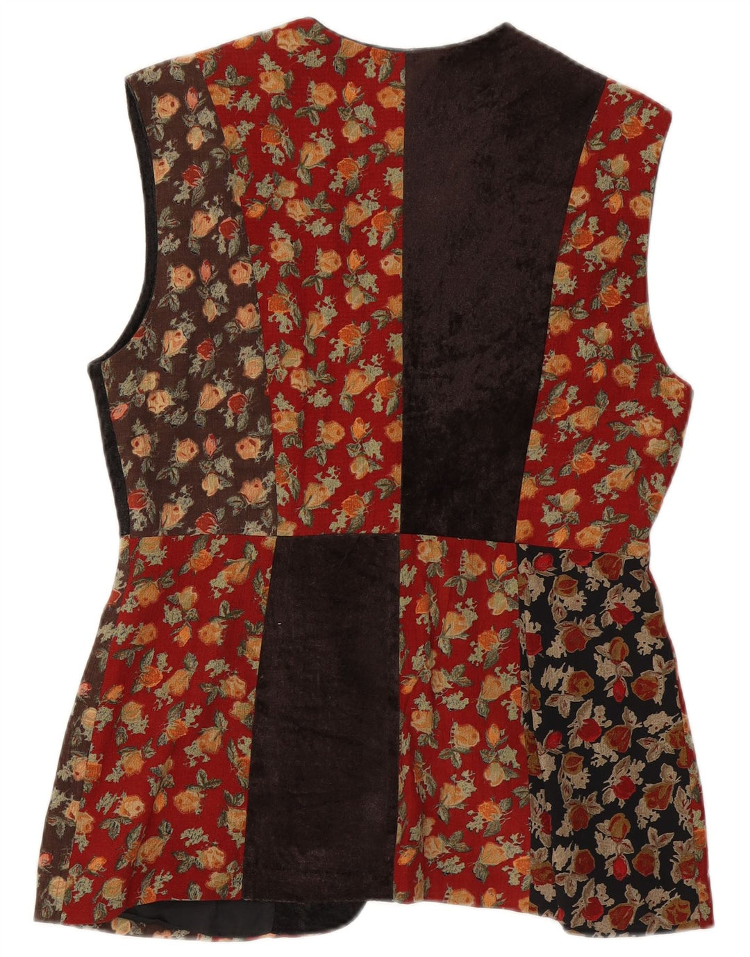 Vintage Damen Gilet UK 14 Medium Mehrfarbig Patchwork Wolle