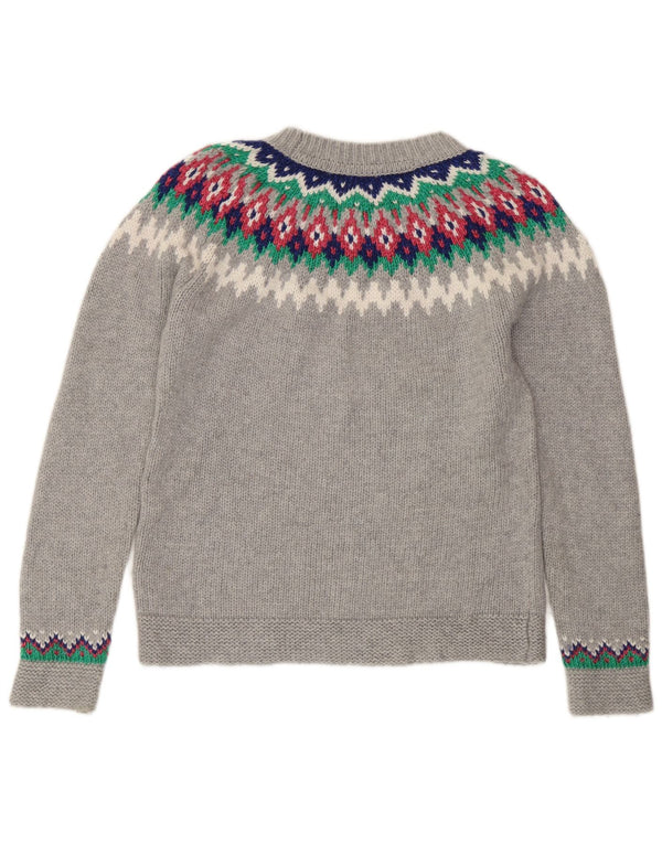 Boden Damen-Pullover mit Rundhalsausschnitt, Gr. 10, Small, Grau, Fair-Isle-Polyamid