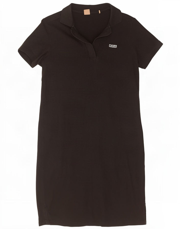 Hugo Boss Damen Polokleid UK 14 Medium Schwarz