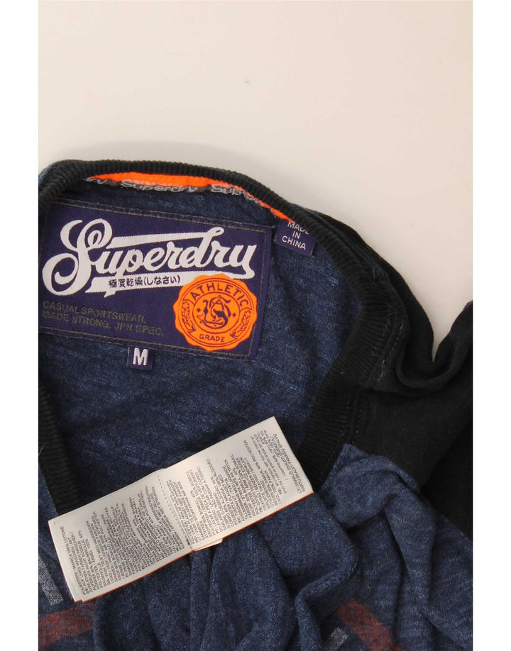 Superdry Herren Grafik-T-Shirt-Oberteil aus mittelblauer Colourblock-Baumwolle