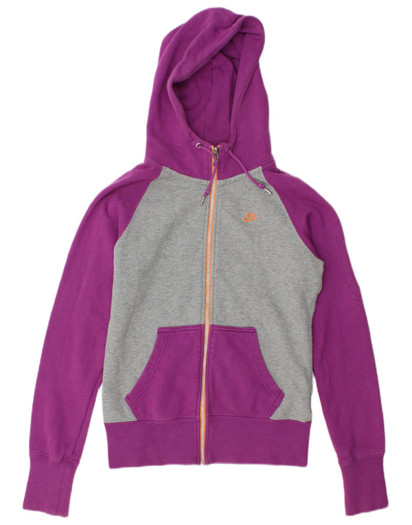 Nike Damen-Pullover mit übergroßem Reißverschluss und Kapuze, UK 10, Größe S, Lila, Farbblock