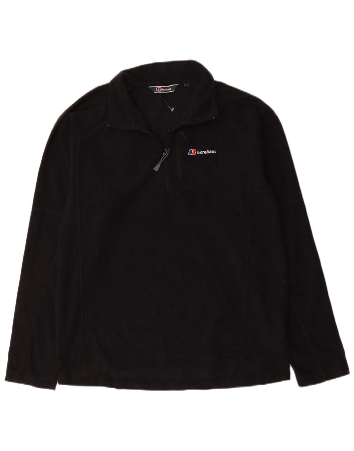 Berghaus Herren-Fleecepullover mit Reißverschluss am Hals, Mittelschwarzes Polyester