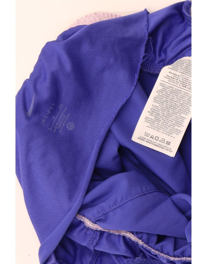 NIKE Damen Dri Fit Graphic Sport Shorts UK 10 Small Blau Polyester