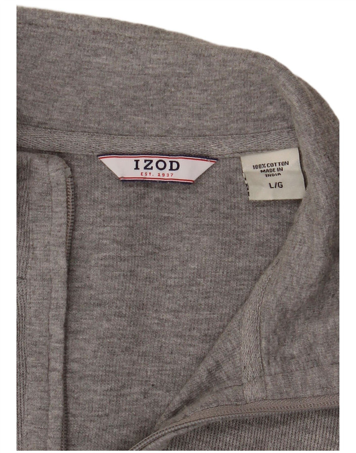 IZOD Herren-Pullover mit Reißverschluss am Hals, große graue Baumwolle