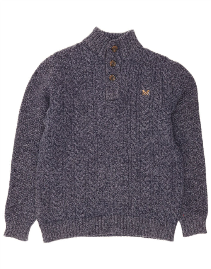 Crew Clothing Herren-Pullover mit Knopfkragen, Größe S, Marineblau meliert
