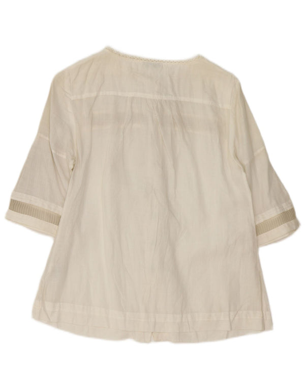 Massimo Dutti Damen Kurzarm-Hemdbluse EU 40 Medium Off White Ramie