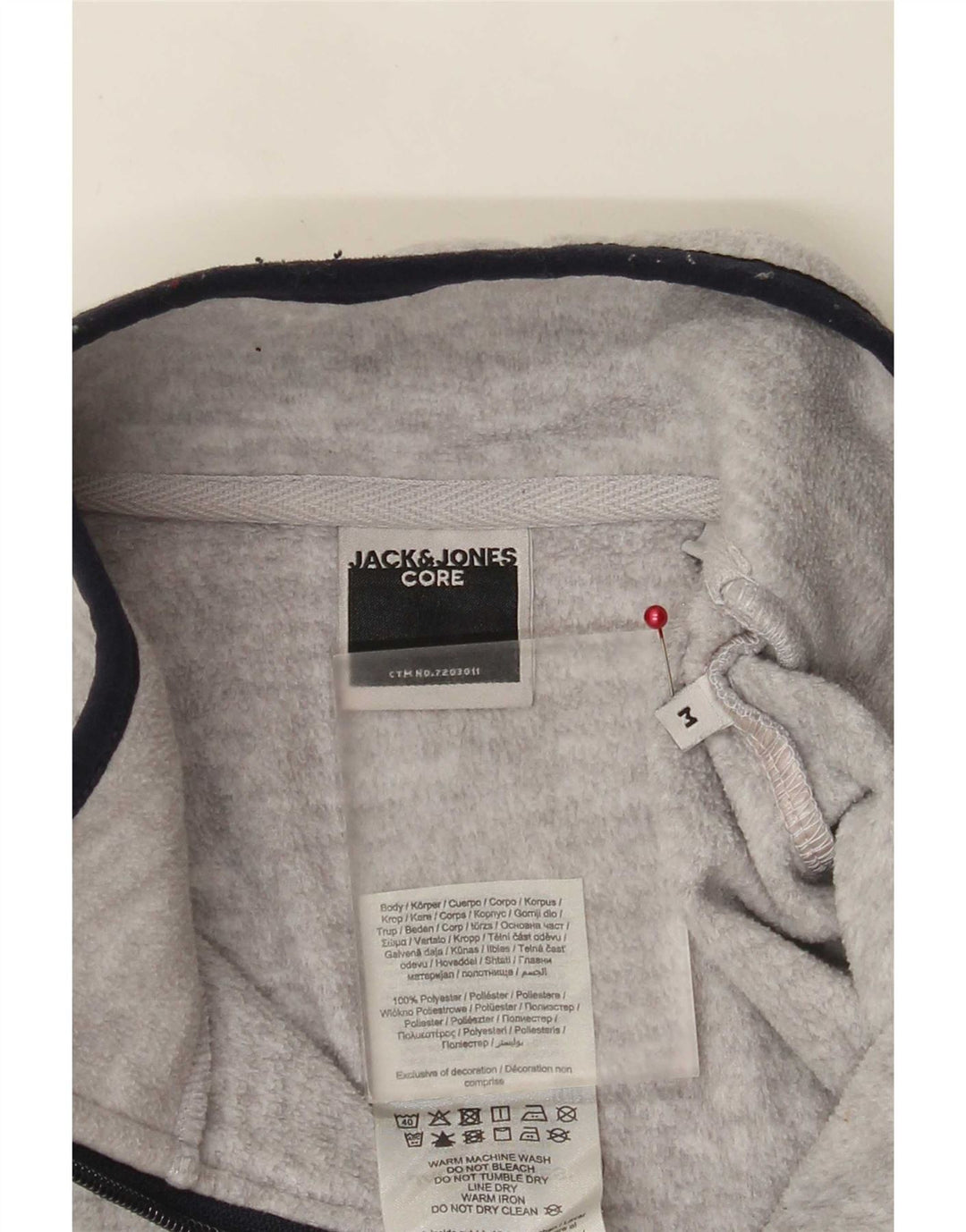 Jack & Jones Herren-Fleecepullover mit Reißverschluss am Hals, mittelgraues Farbblock-Polyester