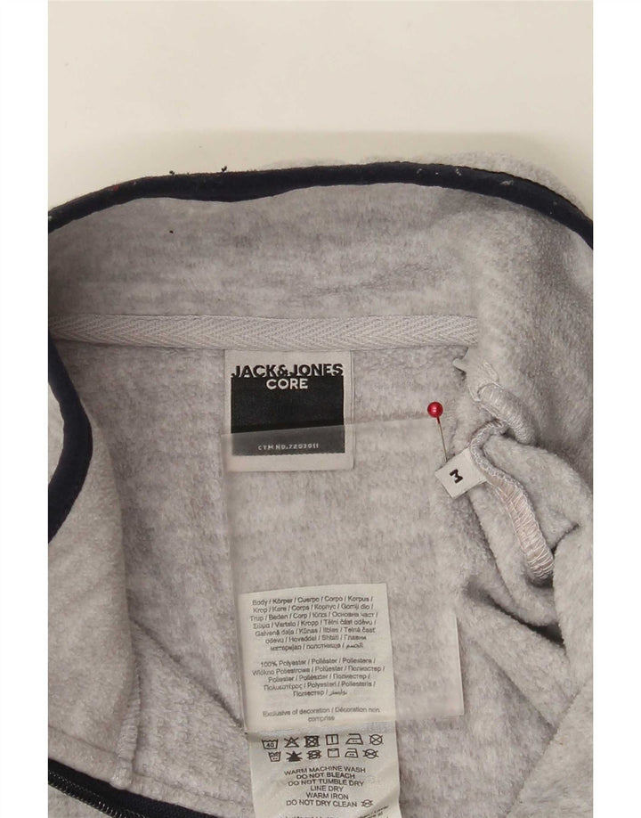 Jack & Jones Herren-Fleecepullover mit Reißverschluss am Hals, mittelgraues Farbblock-Polyester