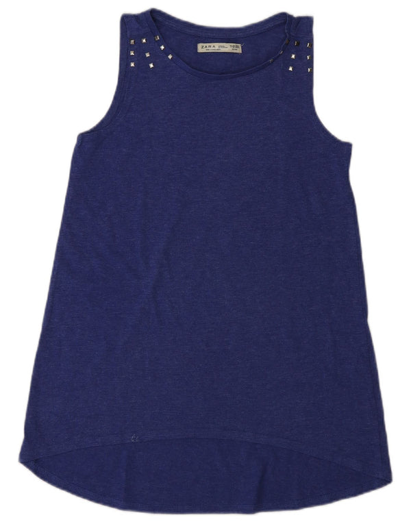 Zara Girls Sleeveless T-Shirt Dress 11-12 Years Navy Blue Polyester
