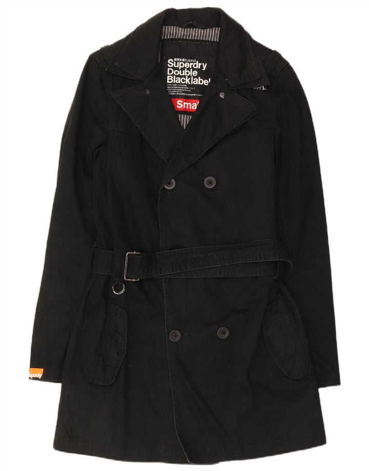 Superdry Herren-Trenchcoat, zweireihig, Gr. 36, Größe S, Schwarz, Baumwolle