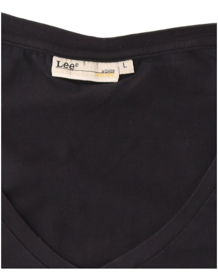 Lee Damen T-Shirt Top UK 14 Large Schwarz