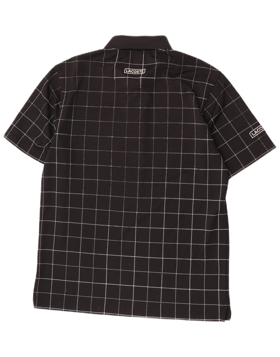 Lacoste Herren-Poloshirt, Größe 4, mittelgroß, schwarz kariert, Polyester