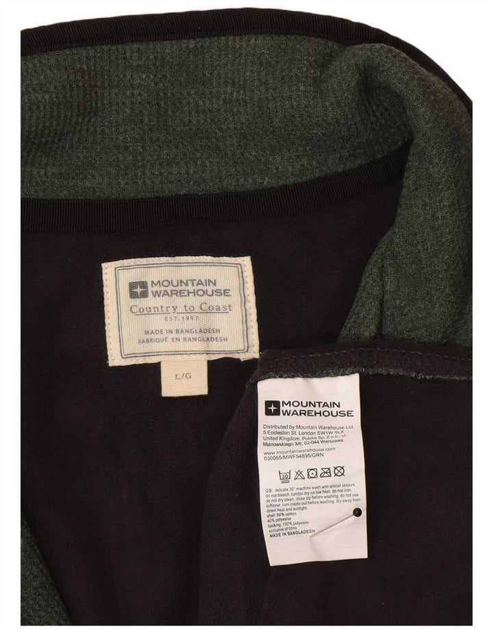 Mountain Warehouse Herren-Pullover mit Reißverschluss am Kragen, Größe L, aus grüner Baumwolle