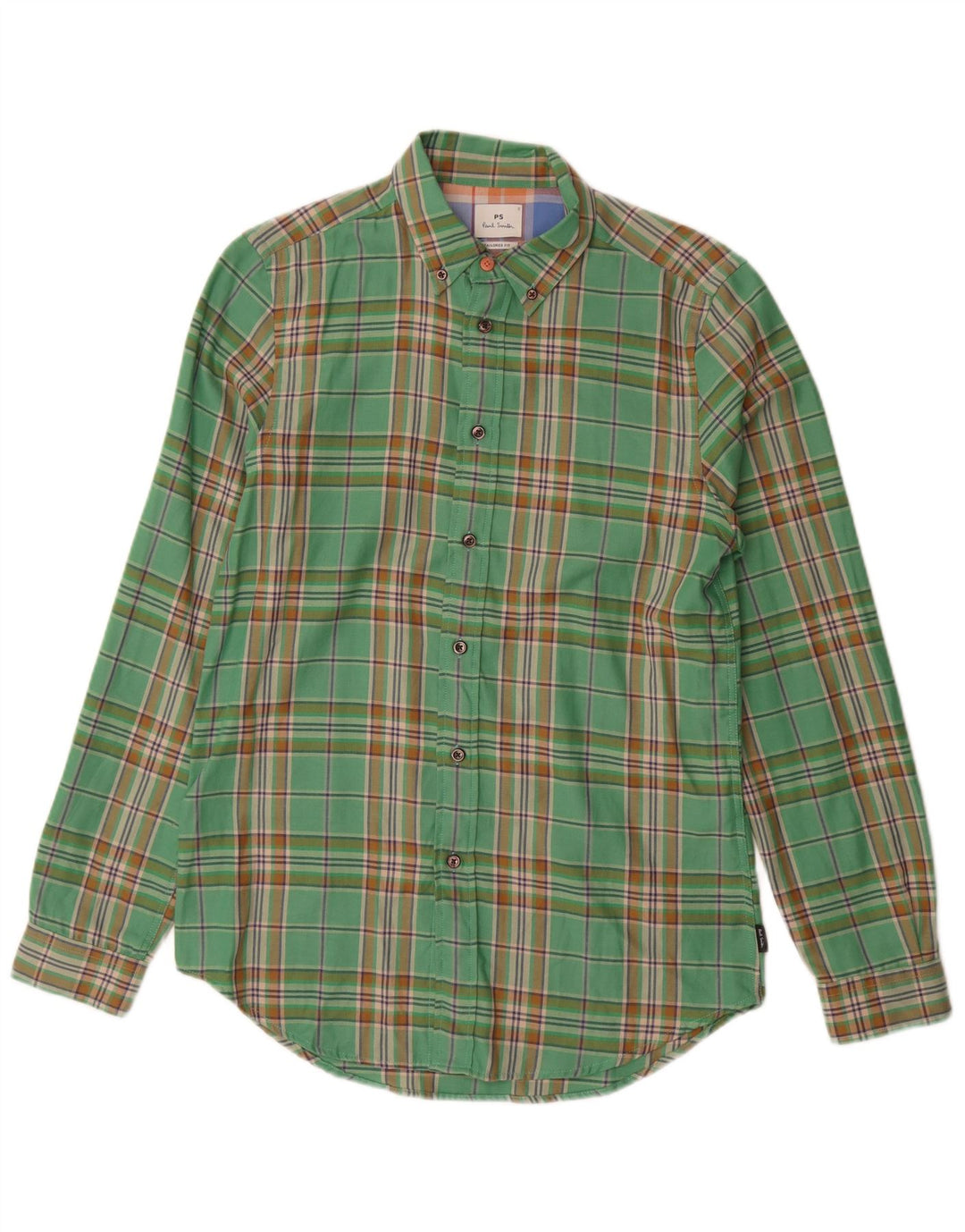 PAUL SMITH Herren-Flanellhemd mit maßgeschneiderter Passform, klein, grün kariert, Baumwolle